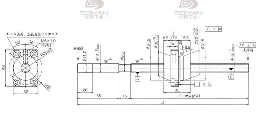 KURODA HG1230QS-BEZR-0500A 黑田丝杆替换尺寸