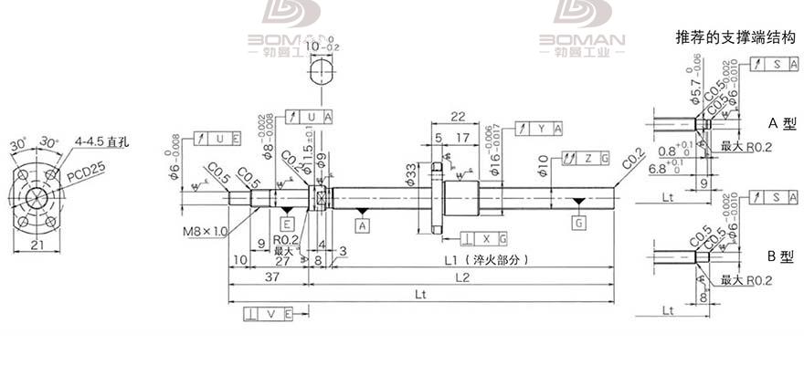 KURODA DP1002JS-HDNR-0320B-C3S c5级精密研磨丝杆黑田